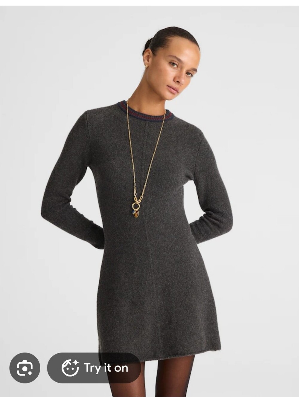 Madewell Southgate Charcoal Crewneck Sweater Mini Dress Size S NWT